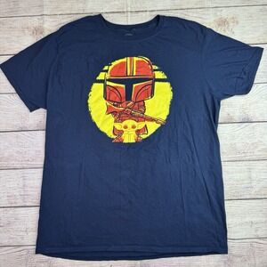 Funko Pop Star Wars The Mandalorian Grogu‎ Tee Men's L Navy Graphic Shirt